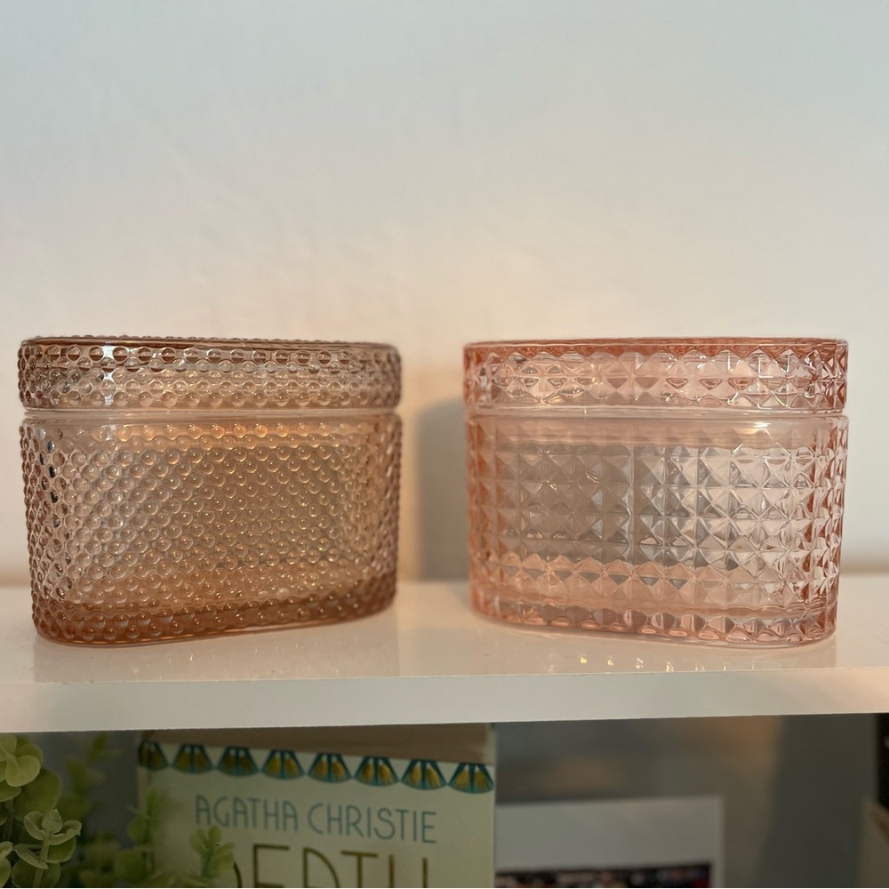 Target Bullseye Pink Glass Containers